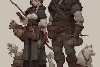 draw a fantasy character for dnd, pathfinder,