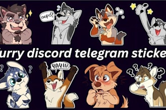draw a set of furry telegram stickers, nsfw stickers, discord animated stickers