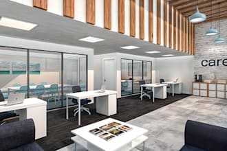 design modern functional office interior, contemporary render, meeting room, cgi