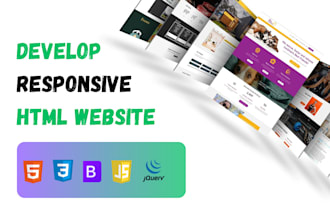 develop static html css bootstrap responsive website