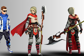 do 3d game assets roblox ugc model 3d low poly  2d game characters weapons props