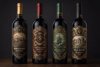 design labels for wine,gin,vodka,whiskey,tequila rum,liquor,bottle label
