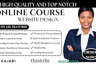 setup and design your forento thinkific teachable kajabi podia website