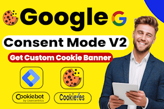 setup cookie consent mode v2, custom cookie consent banner, cookiebot, gdpr, ga4