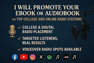 promote your ebook or audiobook to 5k online and college radio stations