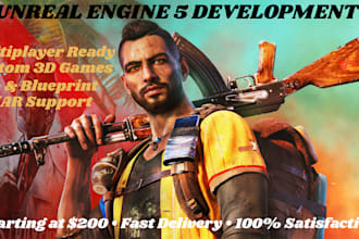 develop custom 3d multiplayer game in unreal engine 5 using cpp and blueprint