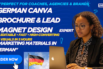 design german canva editable lead magnet brochure flyer magazine ads in 5 hours