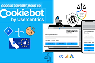 setup cookiebot consent banner gdpr or ccpa google consent mode v2 via gtm