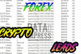 deliver HQ profitable forex lead, investor lead, crypto lead, crypto forex lead