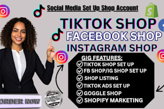 set up facebook shop,instagram,tiktok shop,tiktok dropshipping shopify,etsy meta