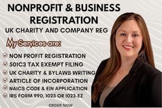 do non profit registration, 501c3 tax exempt, UK charity, bylaws, annual account
