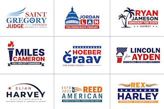 create a modern political campaign logo and any graphic design