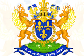 draw custom and original coat of arms, heraldic and family crest logo design