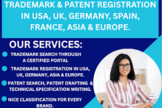 be your patent attorney, trademark registration with patent search in USA europe