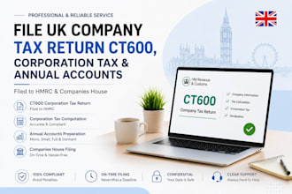 file UK company tax return ct600, corporation tax and annual accounts to hmrc
