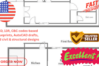 13d, 13r, cbc codes based blueprints, autocad drafts, and civil and structural