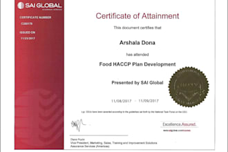 help to create haccp plan and food safety plan