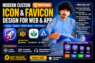 design modern custom icon and favicon for web and app