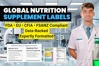 create fda, eu, cfia, and fsanz compliant nutrition and supplement labels