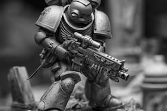 paint warhammer 40k, space marine portrait art