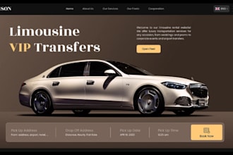 design professional limousine, chauffeur website with online taxi booking system
