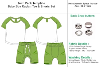 design kids clothing tech pack,  kids clothing apparel tech pack