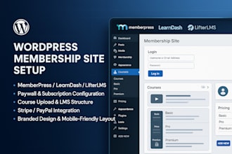 build wordpress membership website with paywall, memberpress, wordpress lms