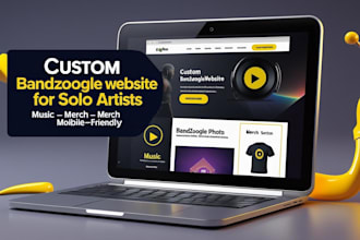 design a custom bandzoogle music website and merch store for solo artists