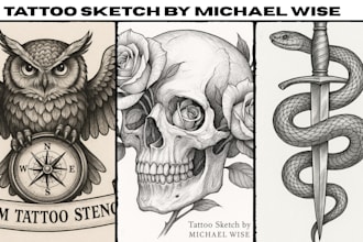 create a custom tattoo sketch, stencil, or sleeve design