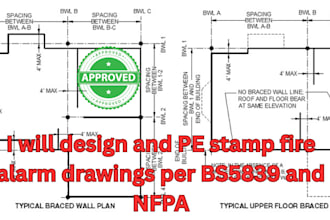design and pe stamp fire alarm drawings per bs5839 and nfpa