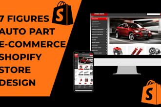 design 7 figures auto parts ecommerce website, car accessories shopify store