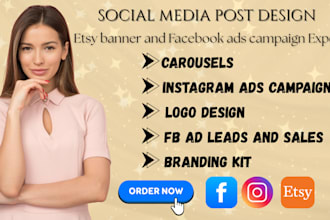 design etsy shop banners social media content and meta ads for your brand