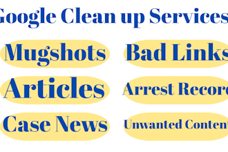 eliminate and remove mugshots, case records, news articles, and unwanted links