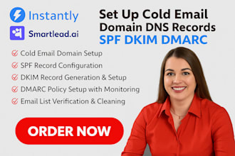 set up cold email domain dns records spf dkim dmarc list verification and warmup