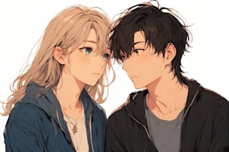 draw you anime couple art portrait