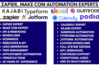 zapier kajabi podia skool gumroad calendly acuity zoom typeform jotform expert