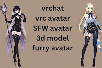 custom vrc avatar 3d avatar, vrchat world, vr character, upload vrchat vrm file