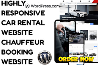 build functional car rental website, car hire, tax booking, chauffeur website