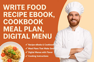 write food recipe ebook recipe cookbook meal plan cooking recipe digital menu