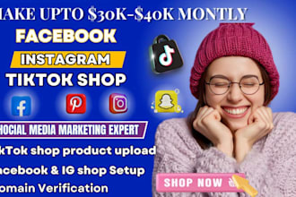 set up tiktok, instagram and facebook shop products uploading and listing