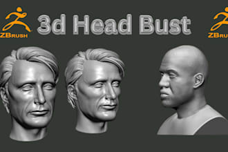 sculpt a detailed printable 3d head bust for 3d printing