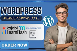 build lms wordpress membership website like kajabi with learndash memberpress