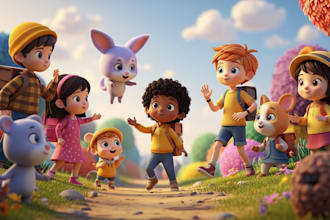 illustrate 3d children book illustration, children story book for kids