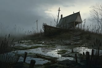 do mystical horror dark environment concept art or landscape