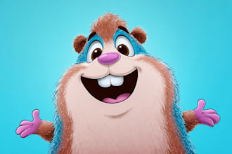 draw an eyecatchy mascot, animal cartoon character