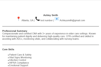 create a professional resume for healthcare workers