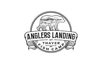 design a fishing lodge inventive logo for alaska