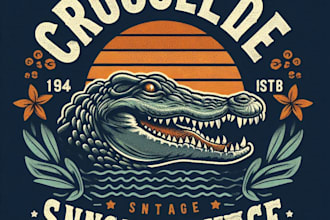 design high quality vintage crocodile logo with t shirt design