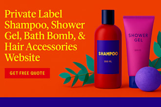 private label shampoo website, shower gel, bath bomb hair accessories website