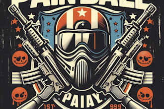 design high quality vintage paintball logo with t shirt design